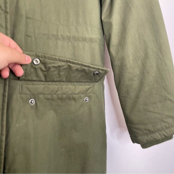 Vans army green puffer coat faux fur hoodie parka jacket women's size XS - Picture 6 of 16